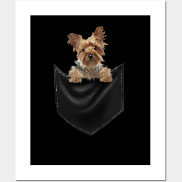 Yorkshire Terrier Dog Inside Pocket, Love Yorkies Wall Art by dukito